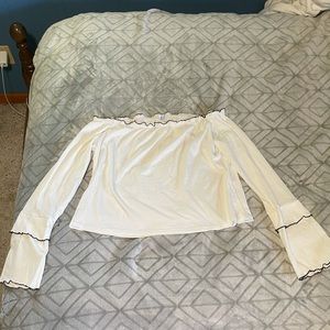 White trimmed with black crop top